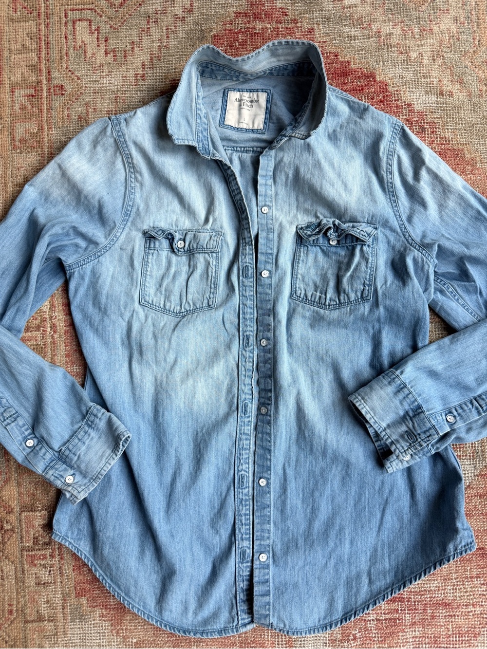 Abercrombie & Fitch Light Wash Denim Button-Up Shirt